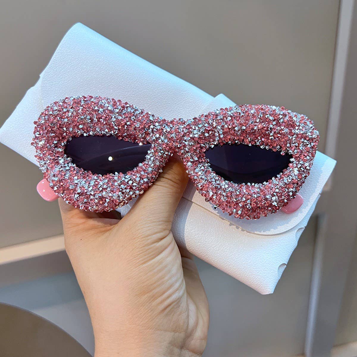 RED CANDY BUBBLE DIAMOND CAT EYE SUNGLASSES_CWASG0802