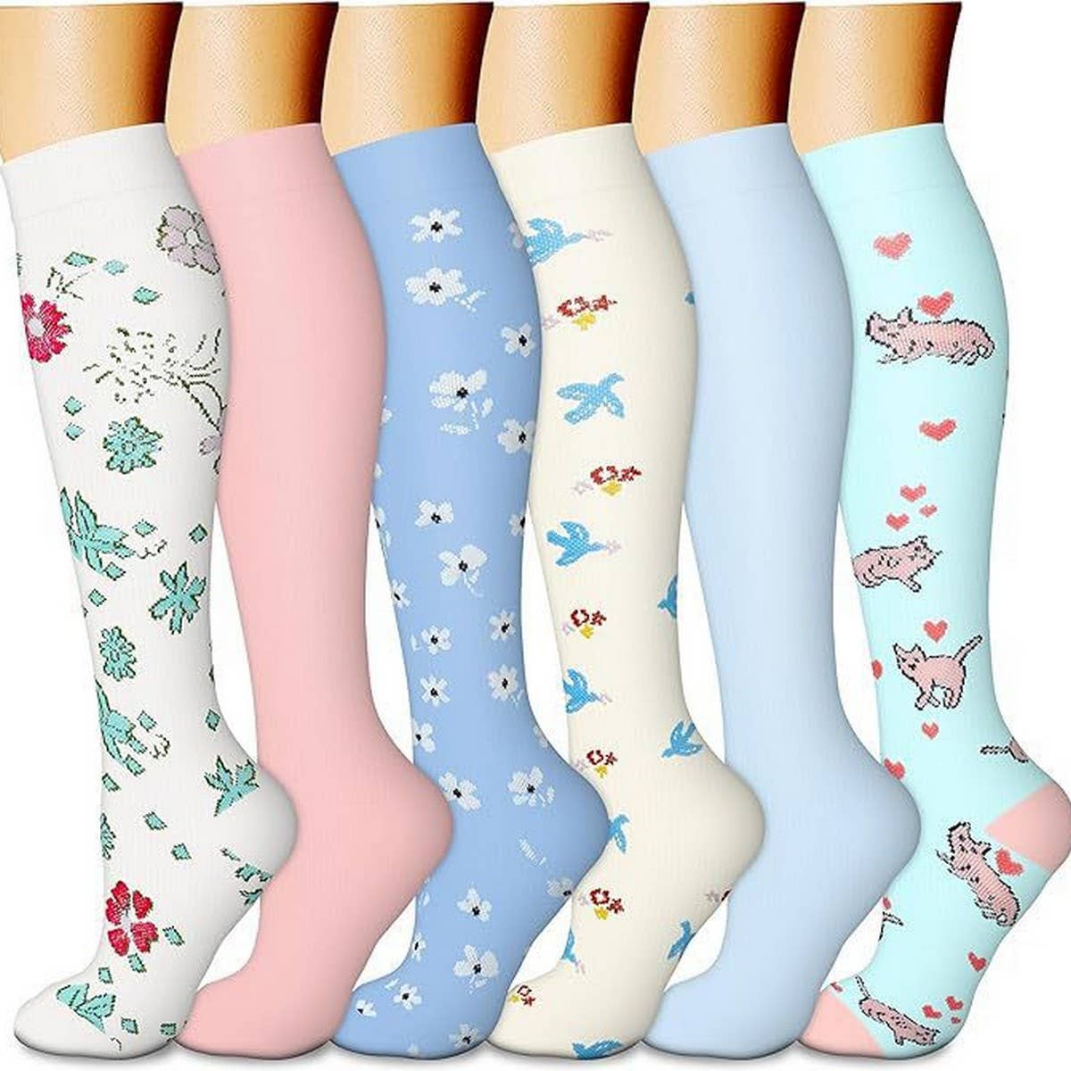 PATTERNED SPORTS LONG COMPRESSION SOCKS SET_CWMS1878