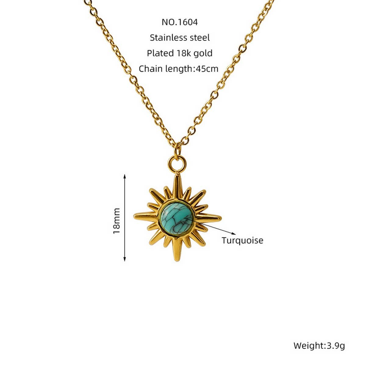 Vintage Turquoise Necklace Titanium Steel Clavicle Chain