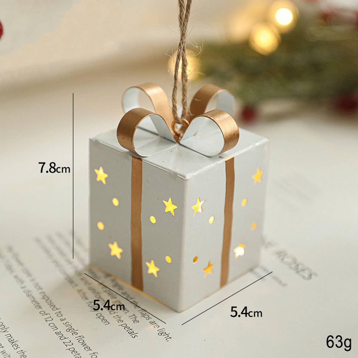 IRON STAR LIGHTED GIFT BOX XMAS TREE DECOR_CWMM9779