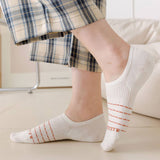 White Striped Waist Wicking Hidden Socks_Cwms0947
