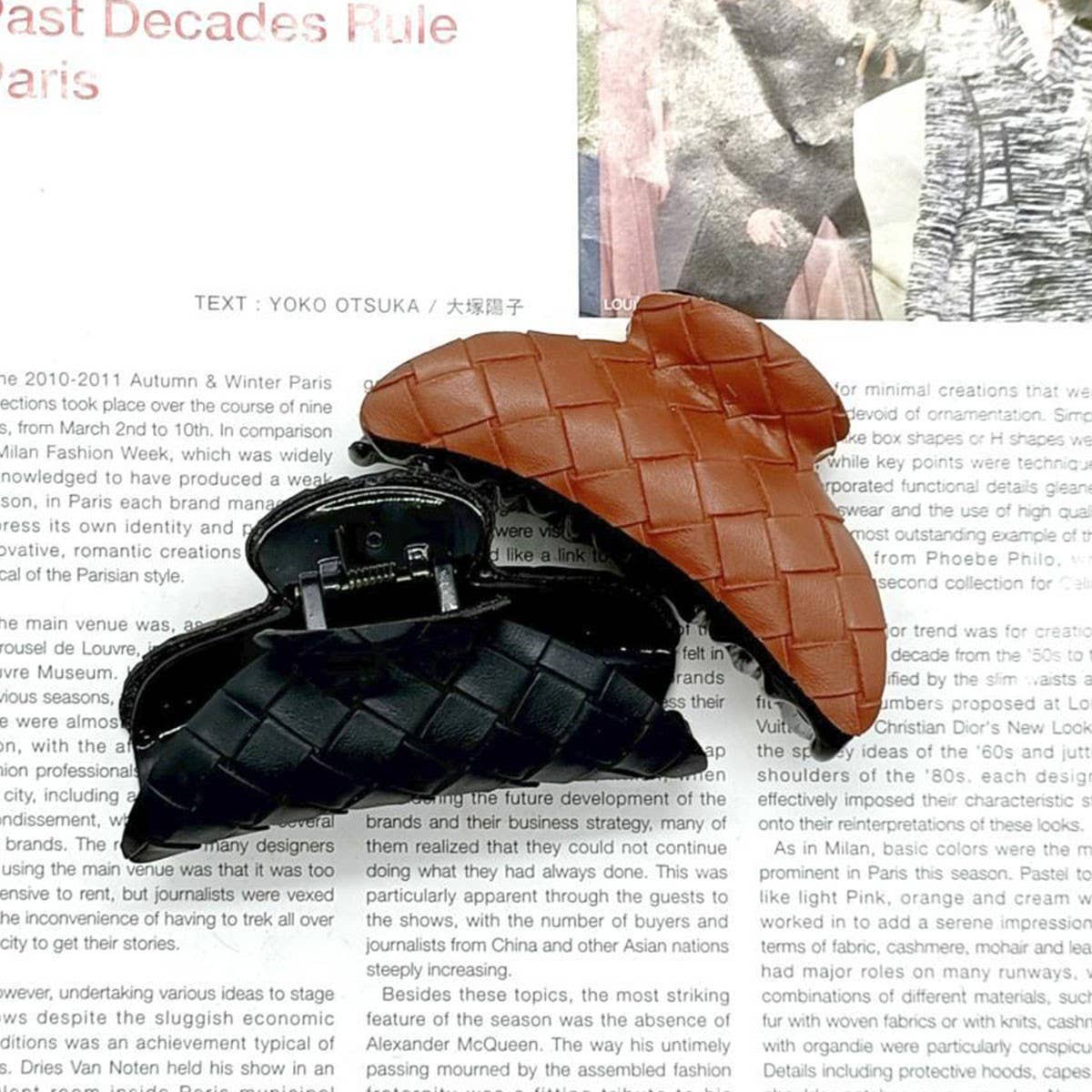 Ven Lattice Pu Leather Ethnic Hair Claw_Cwaha6379