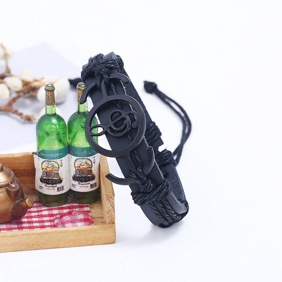 NEW MUSICAL NOTE BRAIDED LEATHER BRACELET_CWMM4524