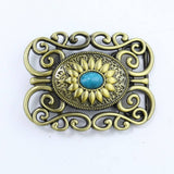 Western Belt Buckle With Turquoise Accents_Cwabe0428