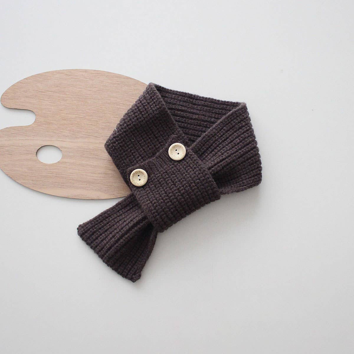 CUTE BUTTON KNIT SCARF COZY NECK WARMER FOR KIDS_CWASC2090