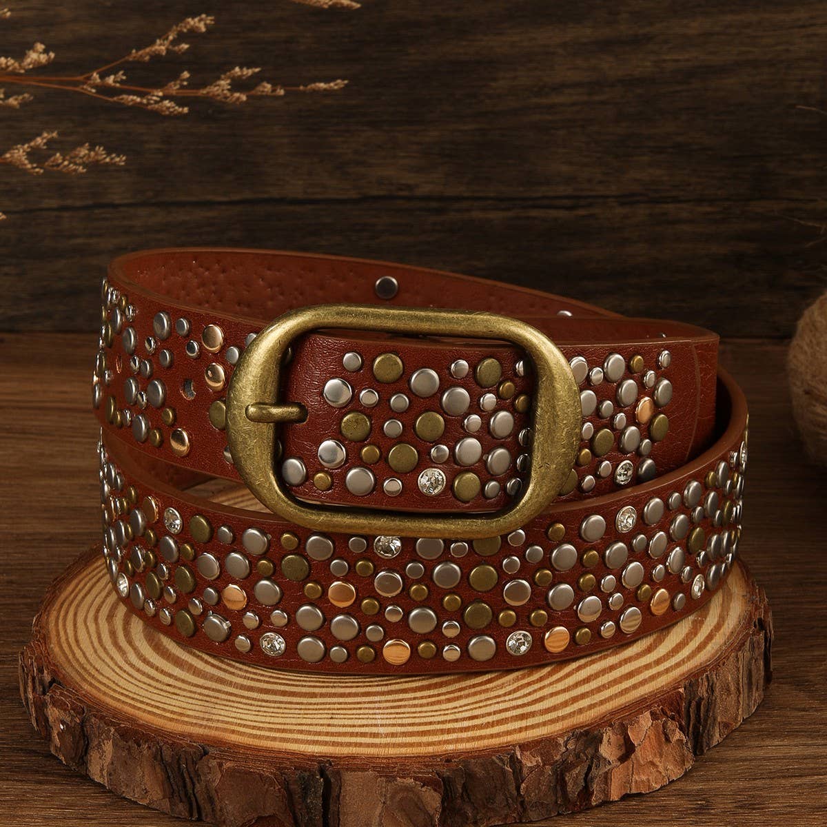 PUNK STREET HEAVY METAL CLAW STUD DIAMOND BELT_CWMM3932