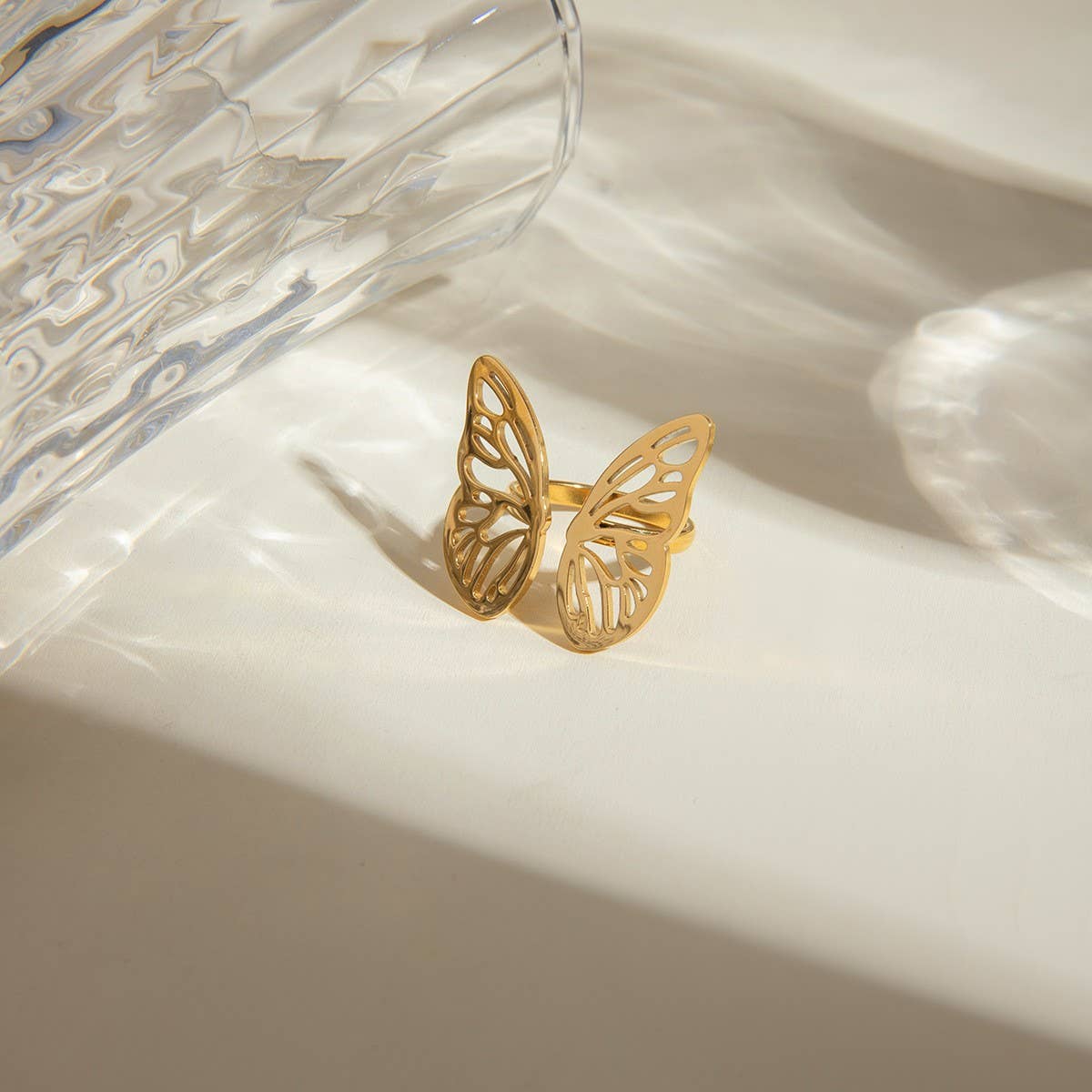 EUROPEAN AND AMERICAN SMOOTH BUTTERFLY OPEN RING_CWAJE1878