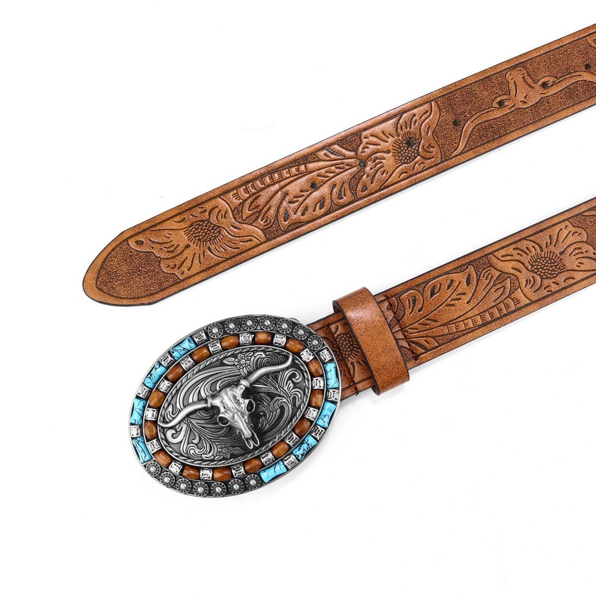 CLASSIC MENS PUNK EMBOSSED LEATHER BELT_CWABE0410