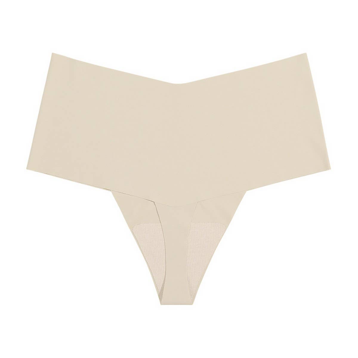 HIGH WAISTED LARGE SIZE SEAMLESS ICE SILK THONG_CWMU0079