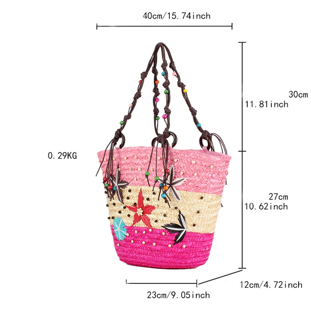 HAND EMBROIDERED STARFISH STRAW BAG_CWAB2017