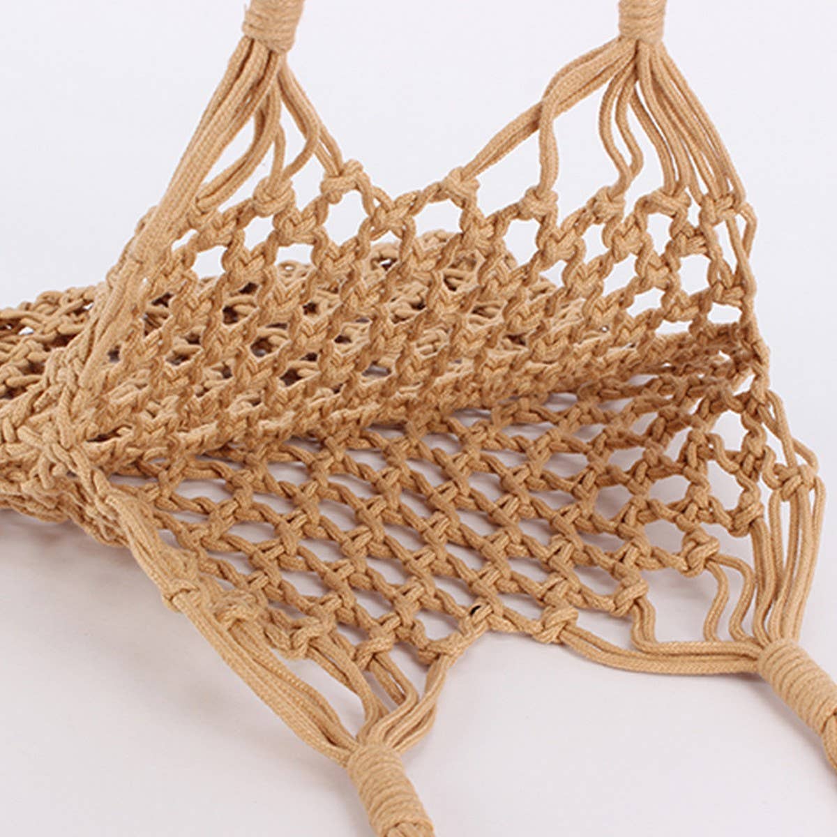 FASHION MESH BEACH BAG HANDMADE WOVEN SHOULDER BAG_CWAB4668