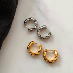 Gold & Silver Twisted Rope Hoop Earrings Forwomen_Cwaje06288