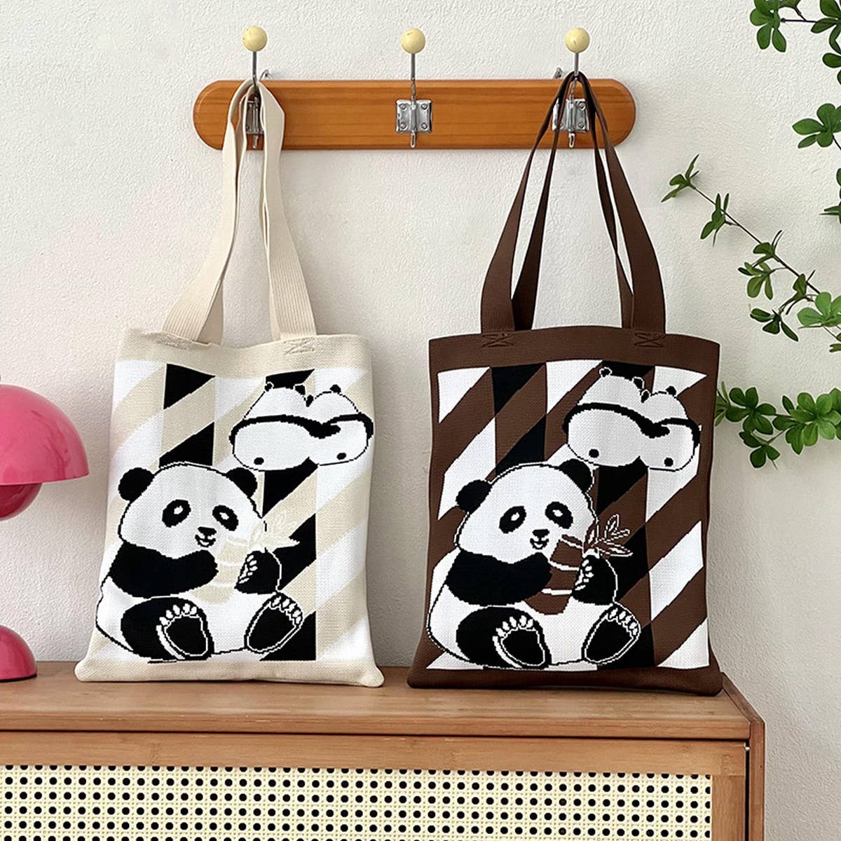 Casual New Style Panda Bag Knitted Handbag_Cwab3222
