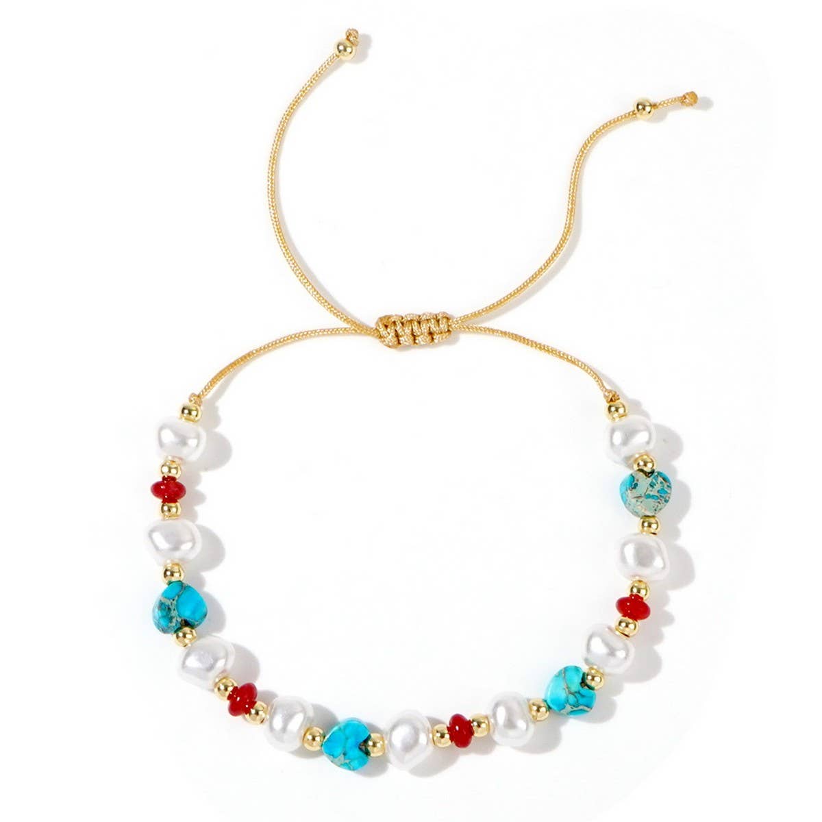 SEMI PRECIOUS STONE IMITATION PEARL HEART BRACELET_CWMM3814