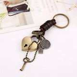 RETRO ALLOY LOVE LOCK COWHIDE KEYCHAIN_CWMM4702