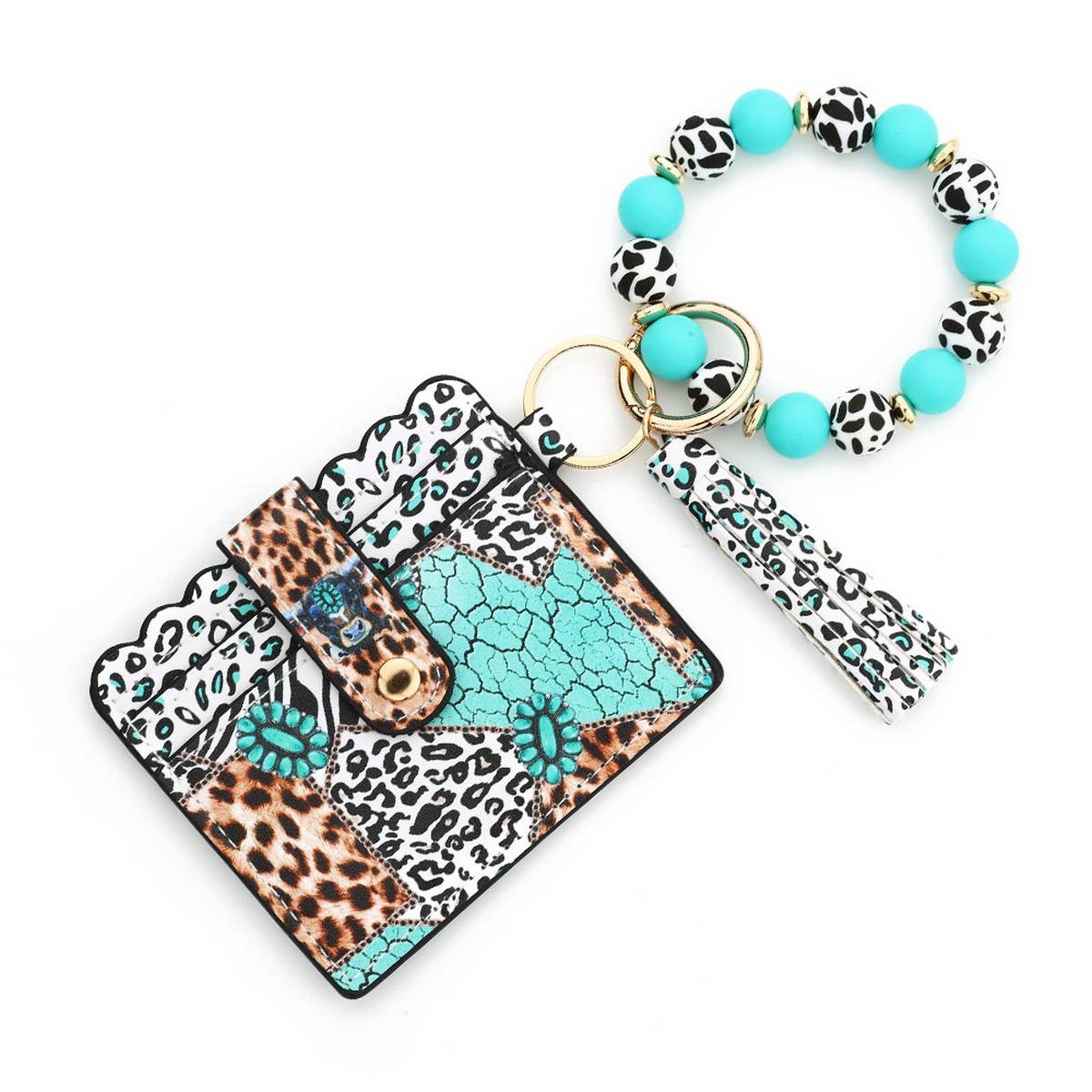 COLORFUL SILICONE BEAD COIN PURSE WITH COW KEYCHAIN_CWAB4952