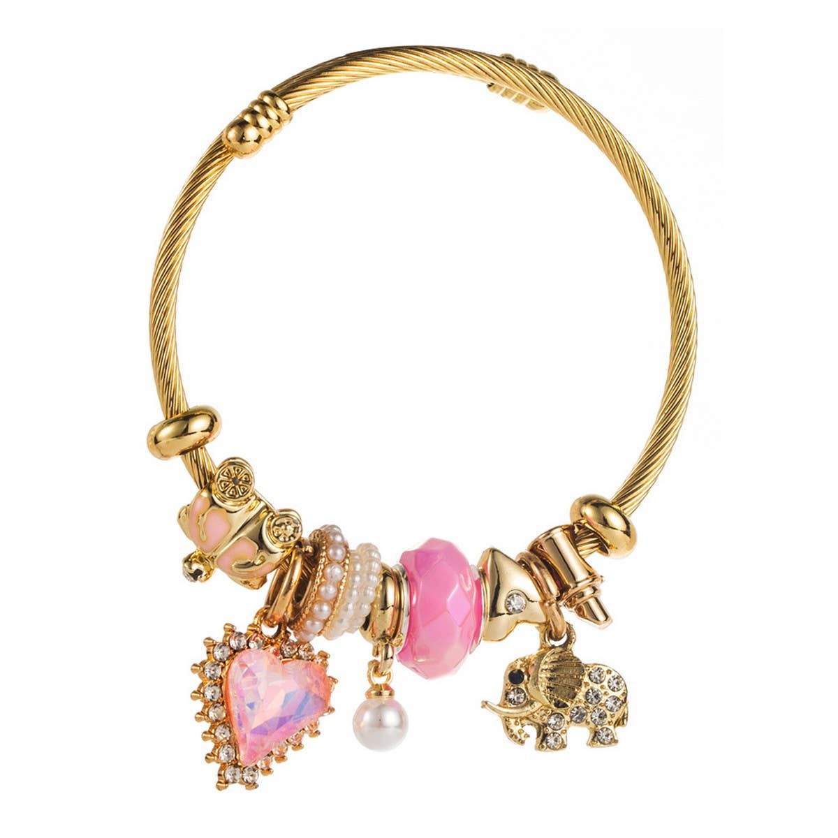 BFF ADJUSTABLE BRACELET WITH ELEPHANT AND HEART_CWMM8602