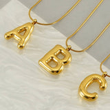 BALLOON STYLE 18K GOLD LETTER PENDANT NECKLACE_CWAJE0691