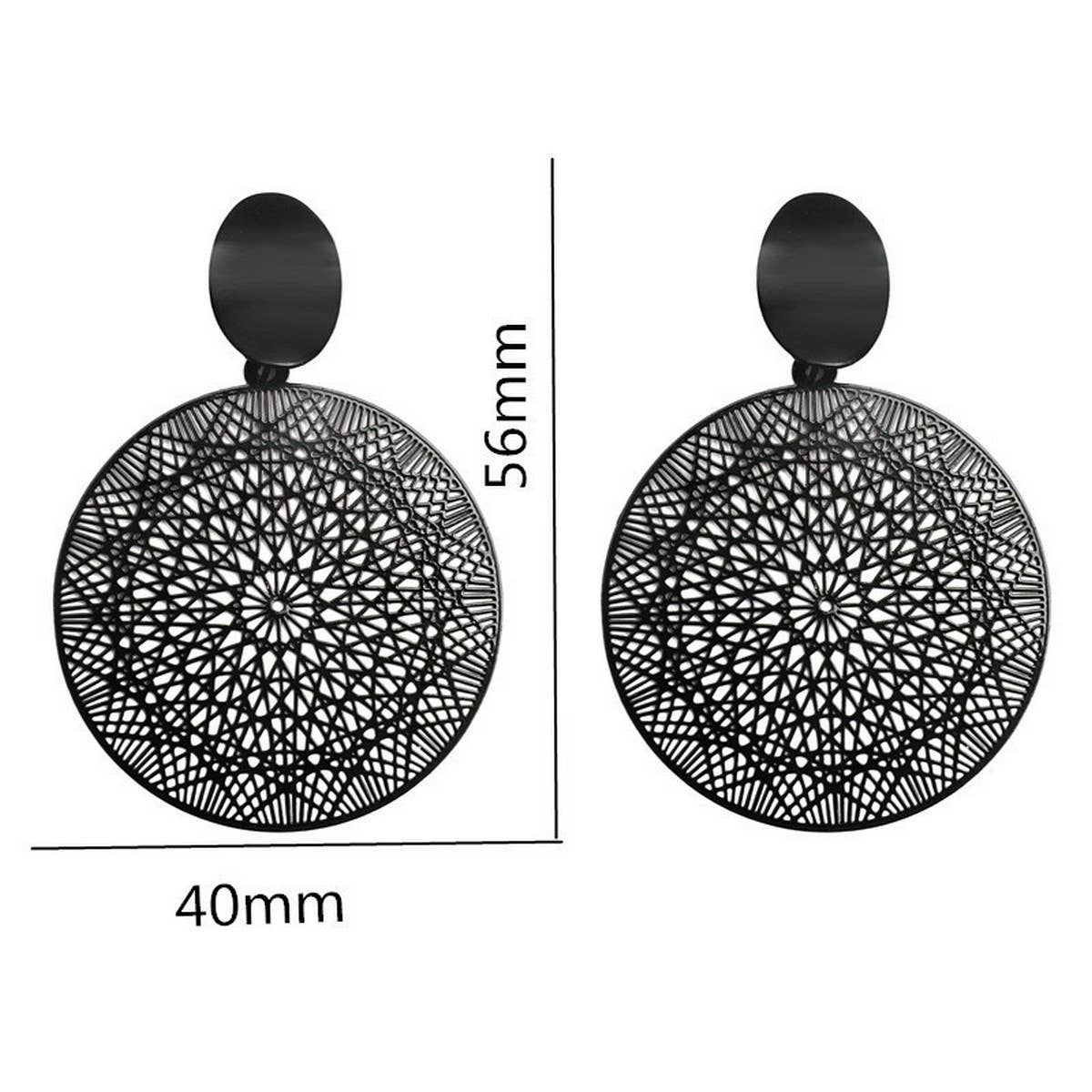 BUTTERFLY PAINTING OIL BLACK HOLLOW EARRINGS_CWAJE2448