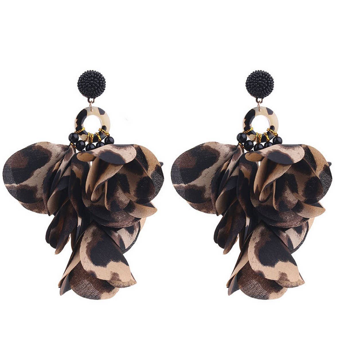 HANDMADE LONG STATEMENT FLORAL FABRIC EARRINGS_CWMM6159