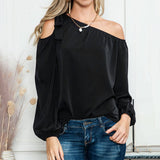 Solid Color Knotted Off-The-Shoulder Top