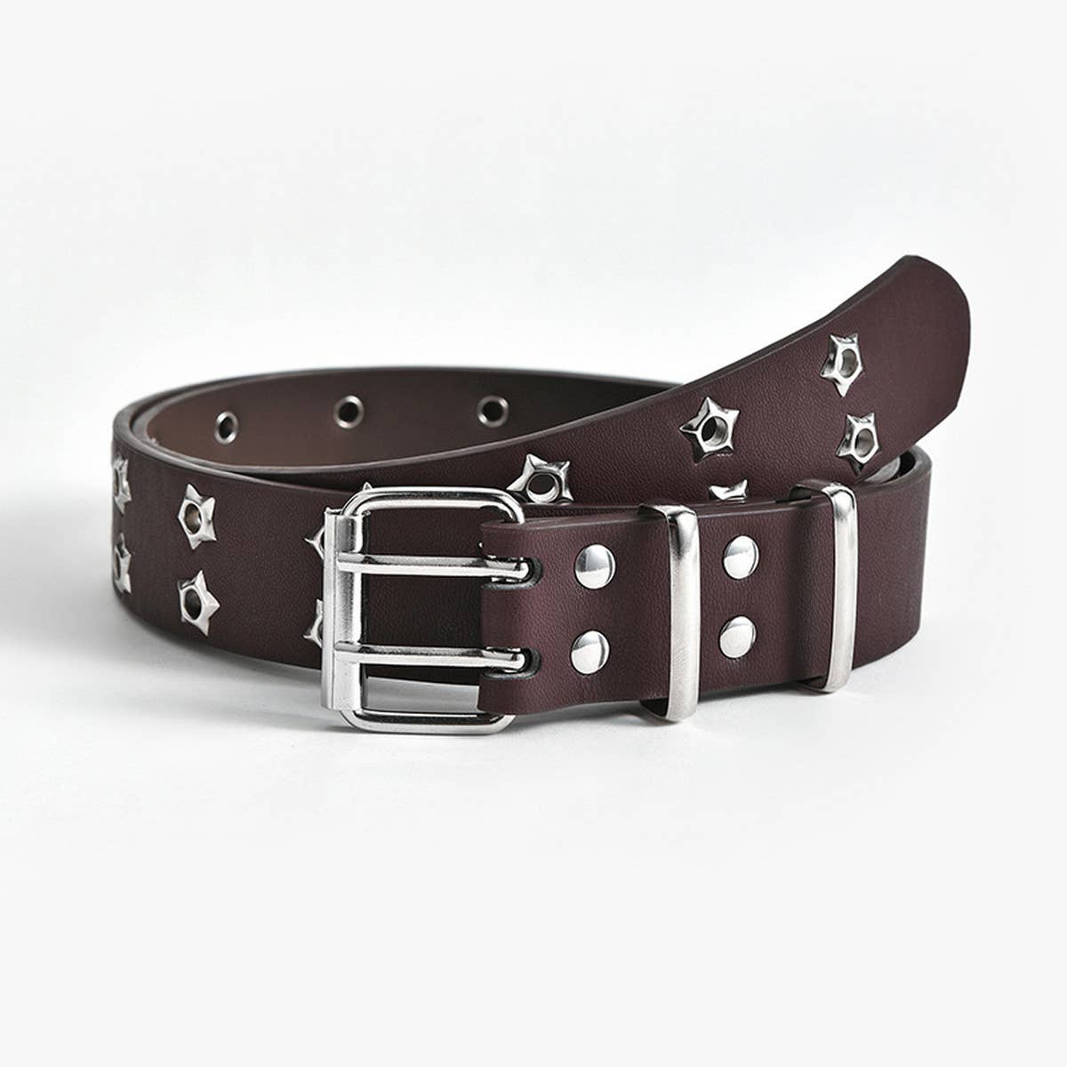 Cwabe0871_Double Row Star Eyelet Hollow Punk Belt