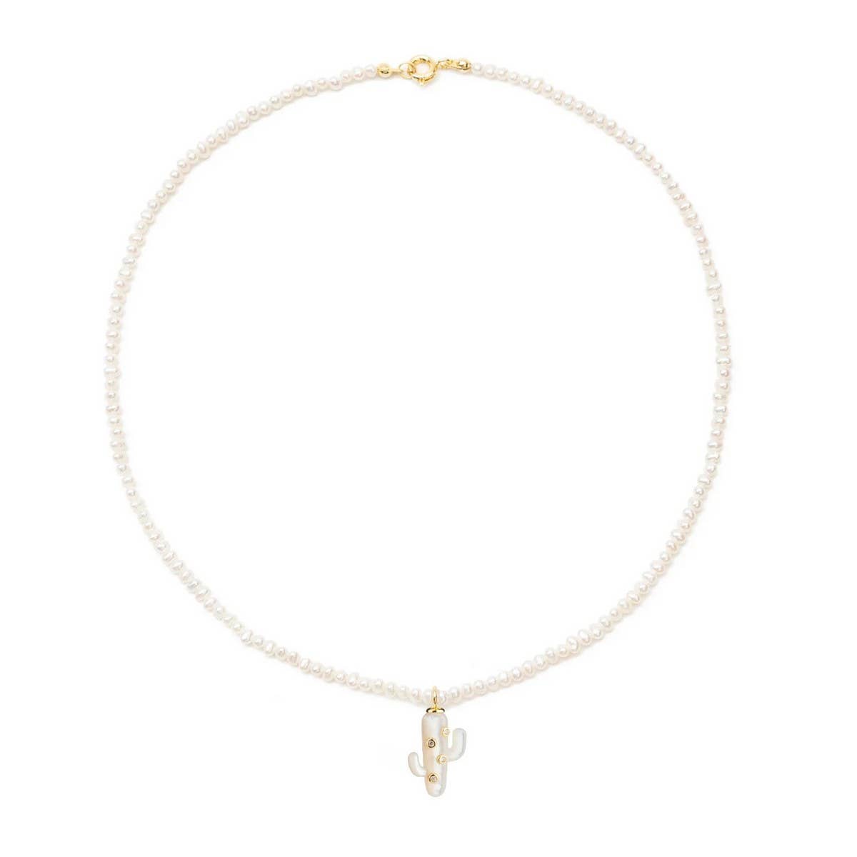 CACTUS PEARL BEADED CHOKER SWEET LUXE NECKLACE_CWAJE4613