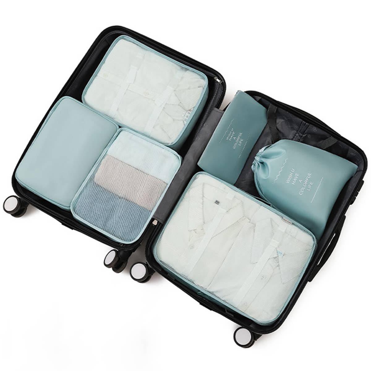 6 7 PIECE WATERPROOF TRAVEL PACKING CUBE SET_CWAB0542