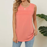 Solid Color Crew Neck Design Sleeveless Vest