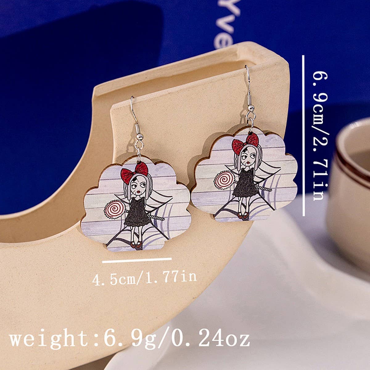 HALLOWEEN PARTY CREATIVE WOODEN EARRINGS_CWAJE1849