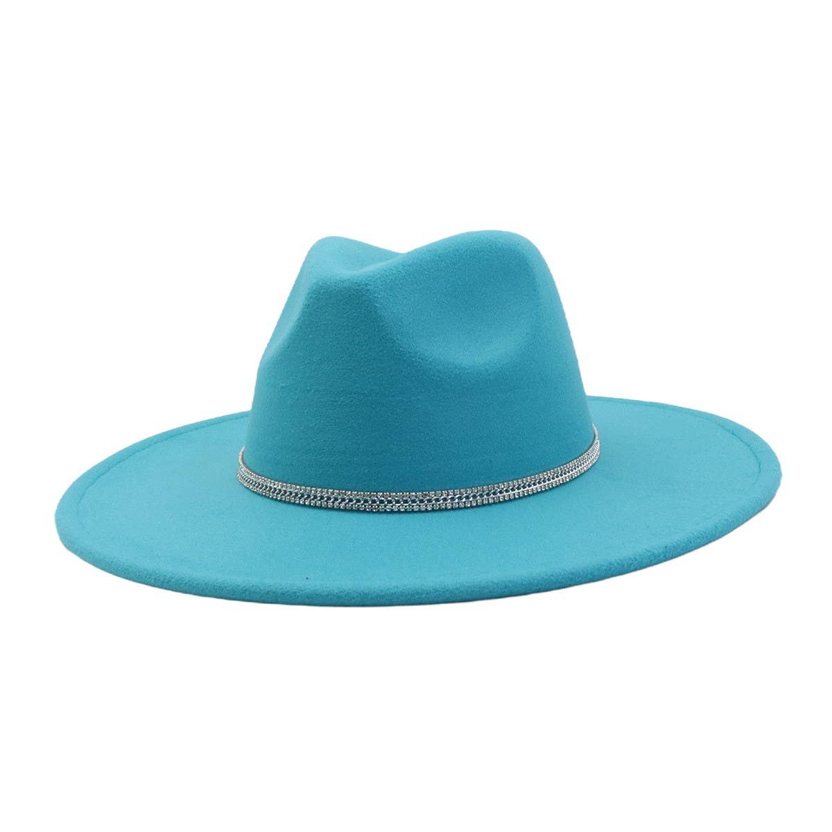 Unisex Wool Fedora Hat Ethnic Flat Brim Style_Cwah04402