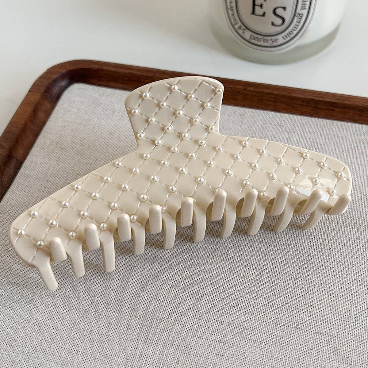 CREAM PEARL HAIR CLAW ELEGANT CHIC BACK CLIP_CWAHA6005