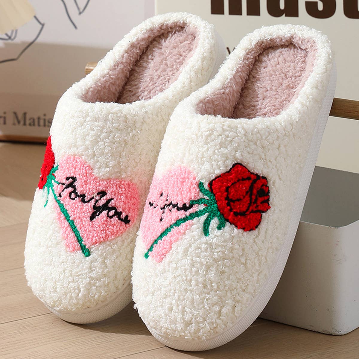 Valentines Day Smiley Love Cotton Slippers
