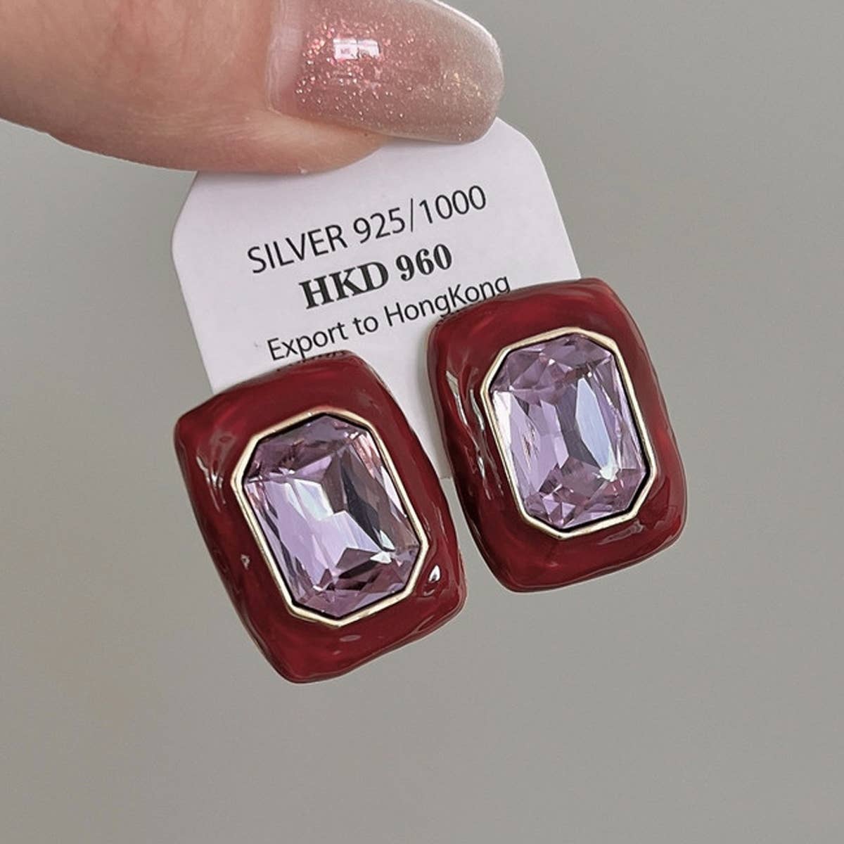 RETRO NOBLE ZIRCON GEOMETRIC LONG STUD EARRINGS_CWAJE1325