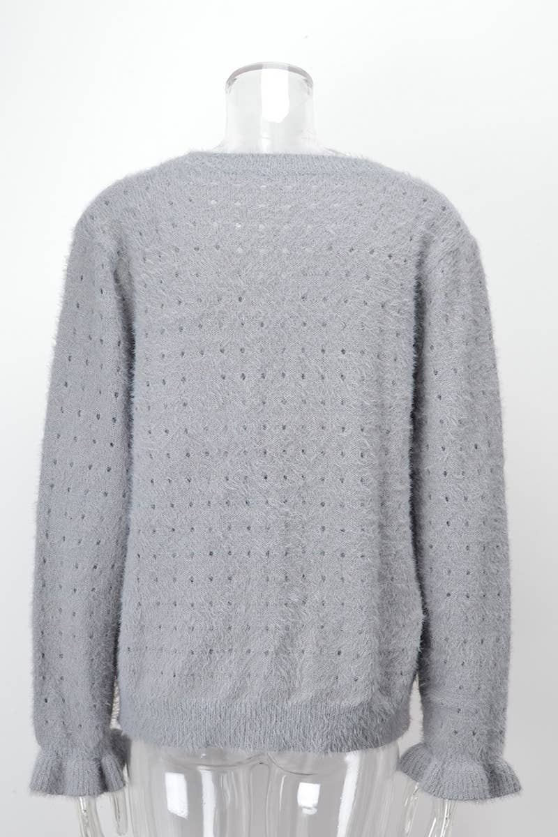 Womens Cut-Out Single Breasted Cardigan Jacket