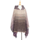 NEW HERRINGBONE GRADIENT HOODED CAPE SHAWL_CWASC1203