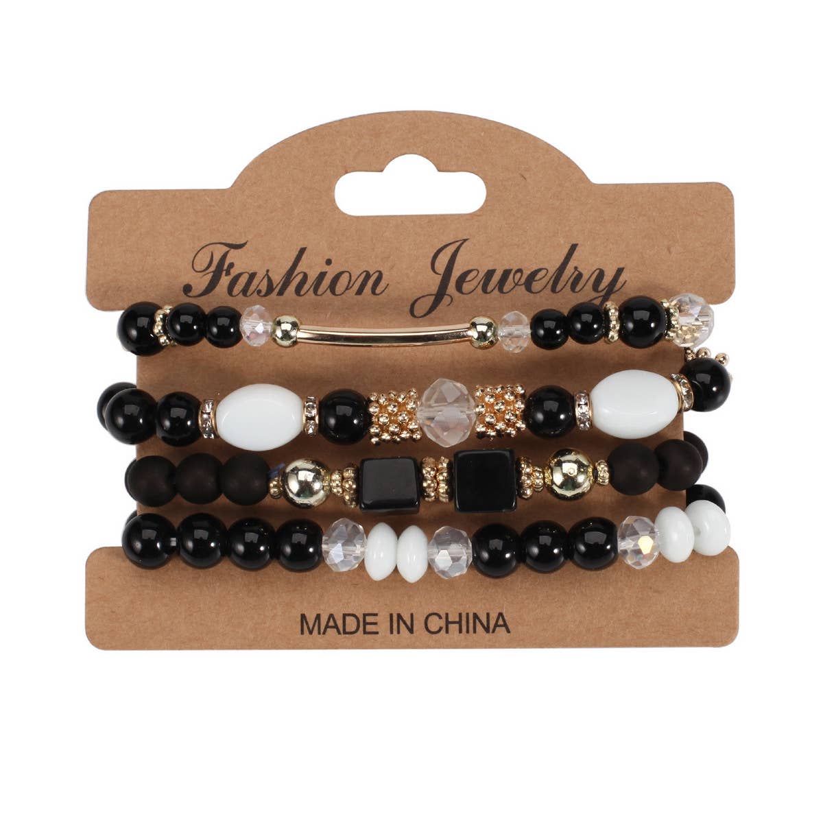 MULTI LAYERED MARBLED BEADED ELASTIC CORD BRACELET_CWAJE2224