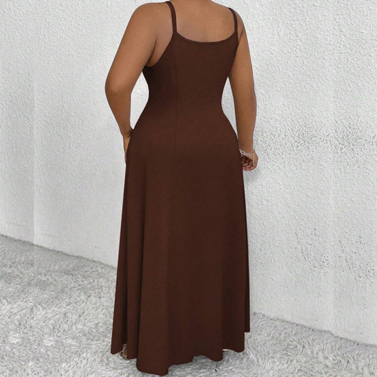 CHIC PLUS SIZE SLEEVELESS WAIST TIED LONG DRESS_CWDMD6050
