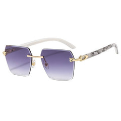NEW POLYGON GRADIENT METAL SUNGLASSES LEOPARD HEAD_CWASG1183