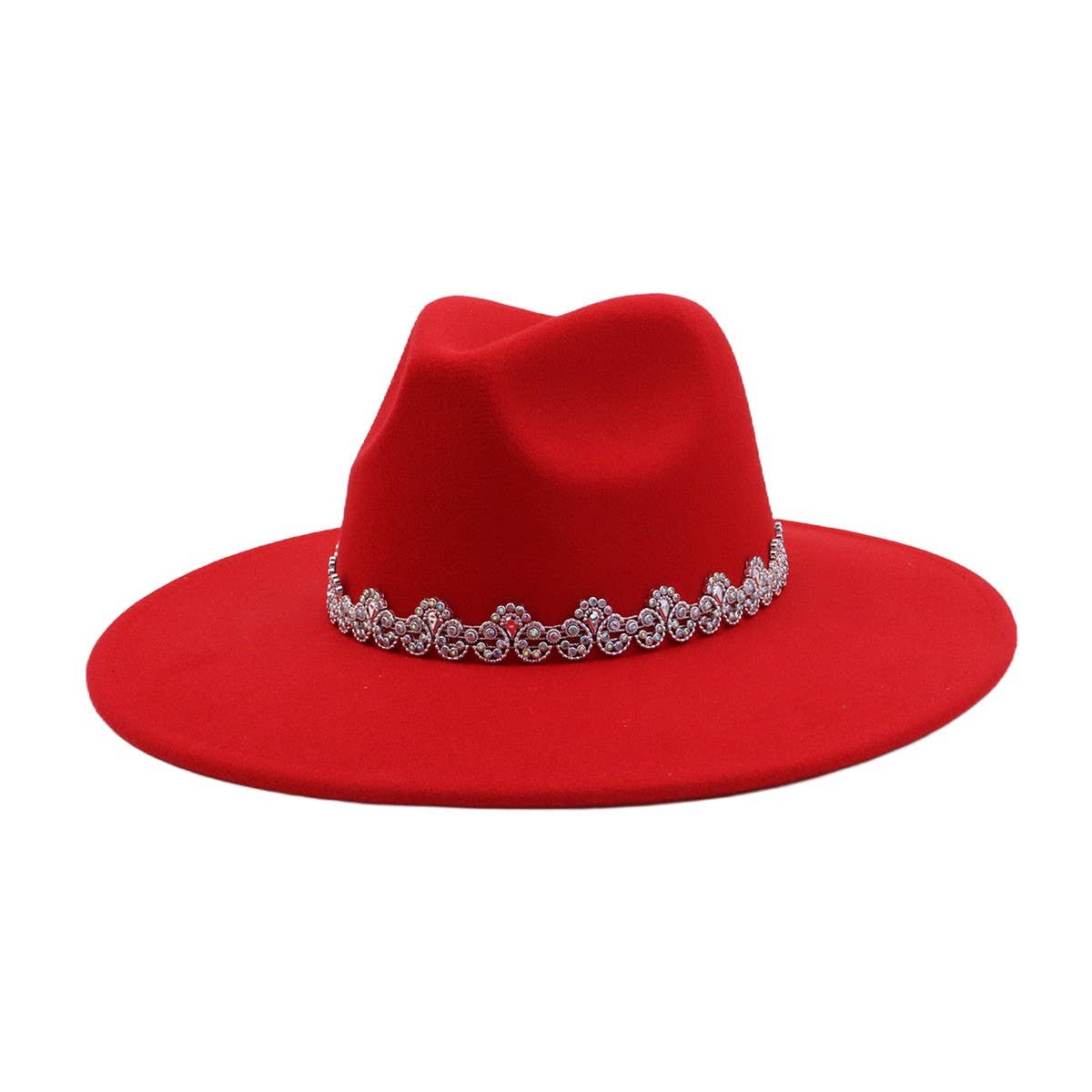 MEN WOMEN WOOL BLEND FEDORA HAT HEART TOP_CWAH04386