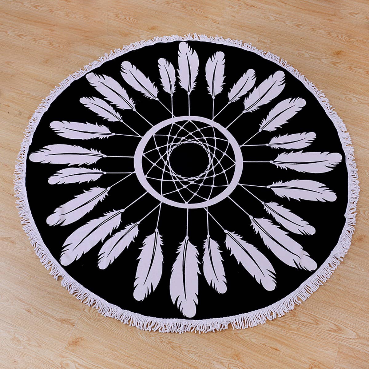 ROUND MICROFIBER TASSEL BEACH TOWEL BLANKET_CWMM7602