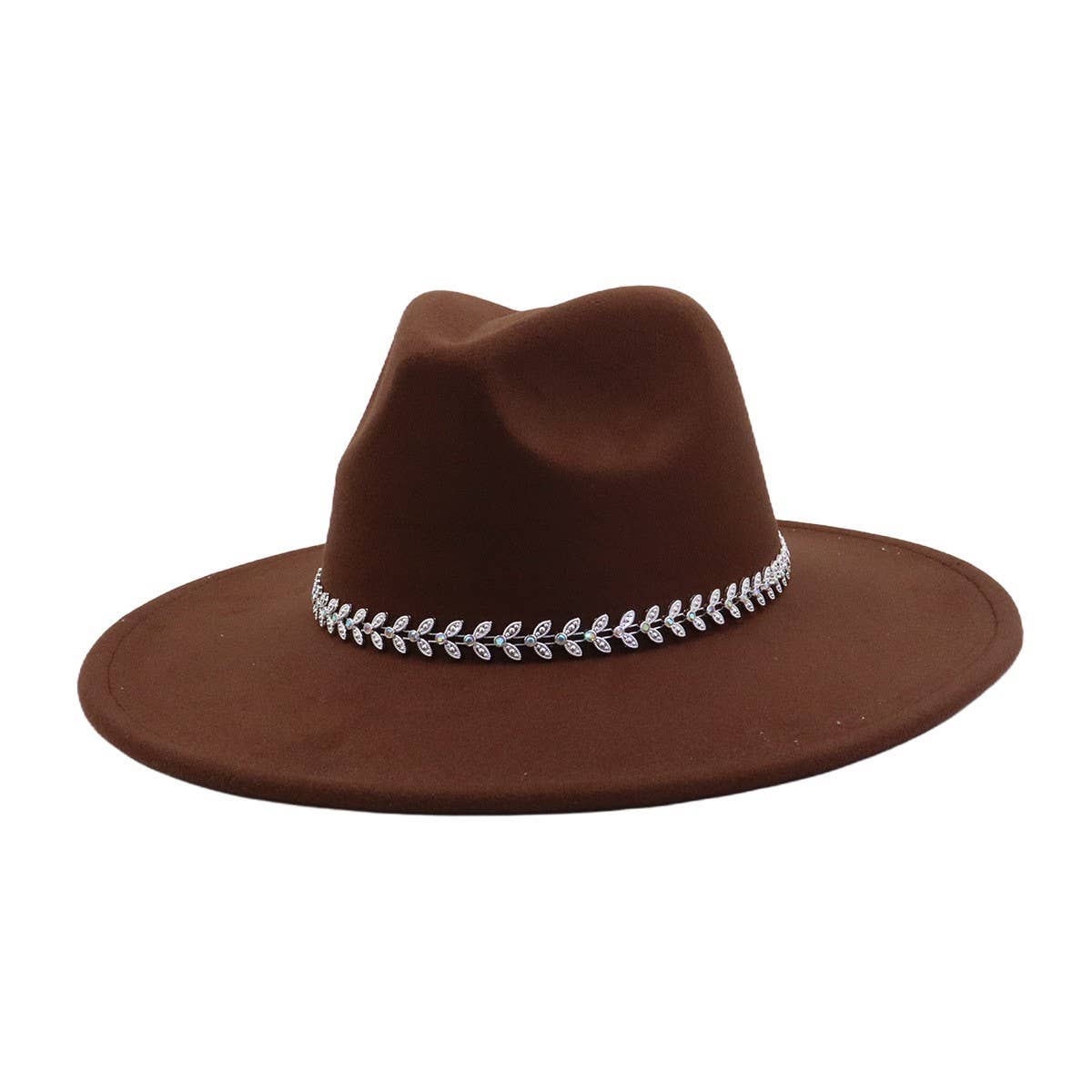 Unisex Wool Fedora Hat Ethnic Flat Brim Style_Cwah04387