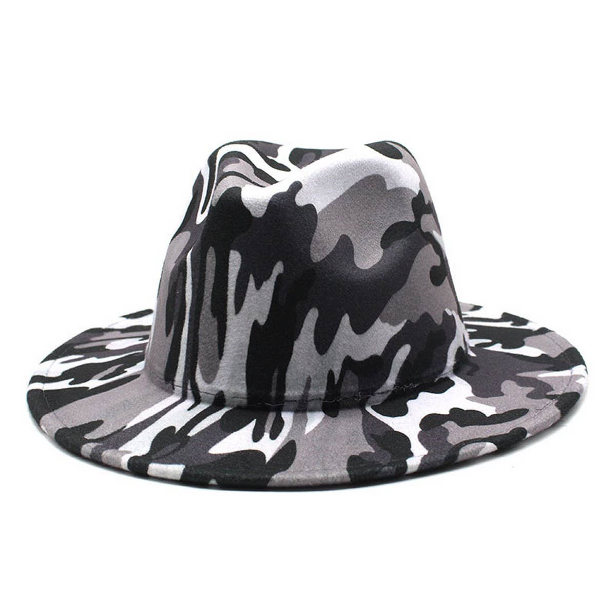 CAMOUFLAGE STRIPED TWEED WIDE BRIM HAT JAZZ HAT_CWAH2560