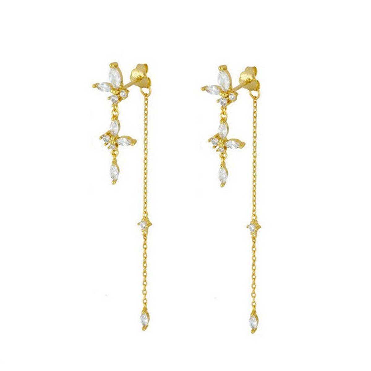 GEOMETRIC ZIRCON OCTAGONAL CHAIN EARRINGS_CWAJE1722