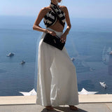 Straight-Leg Vacation Style Wide-Leg Pants