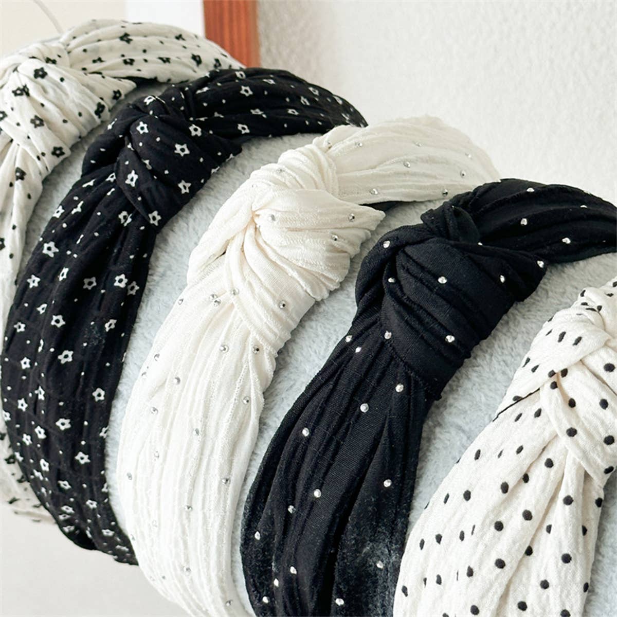 2025 New Black White Polka Dot Headband Chic_Cwaha07522