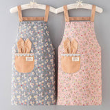 CUTE FLORAL CANVAS BIB APRONS WITH POCKETS_CWMM2049