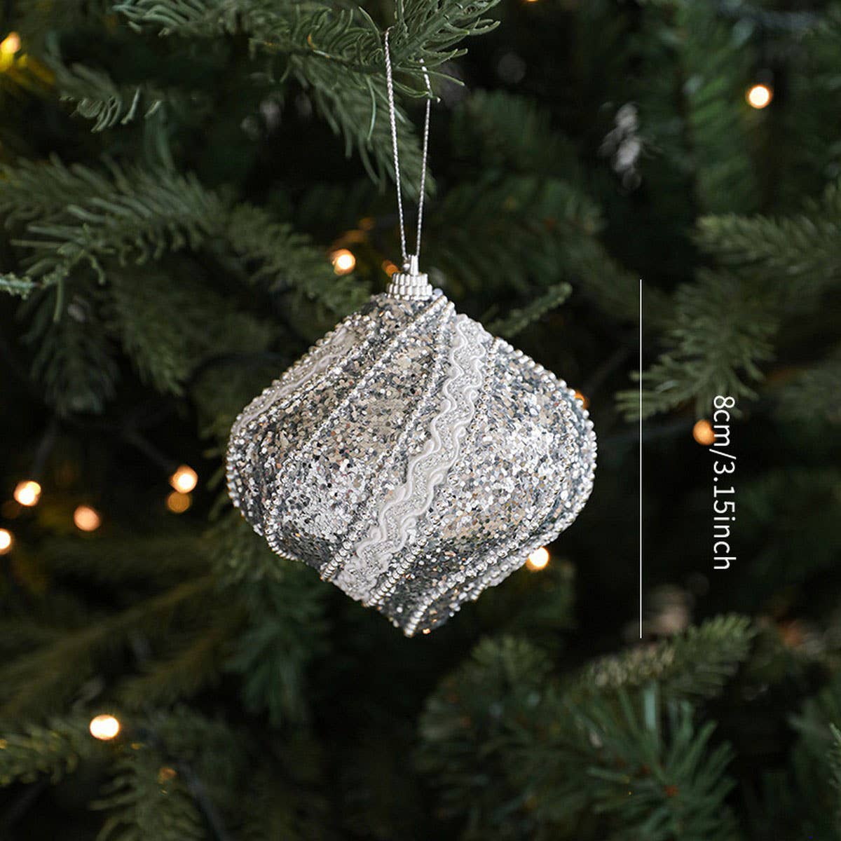 SILVER FOAM GLITTER XMAS BALLS BOWS TREE TOPPER_CWMM9677