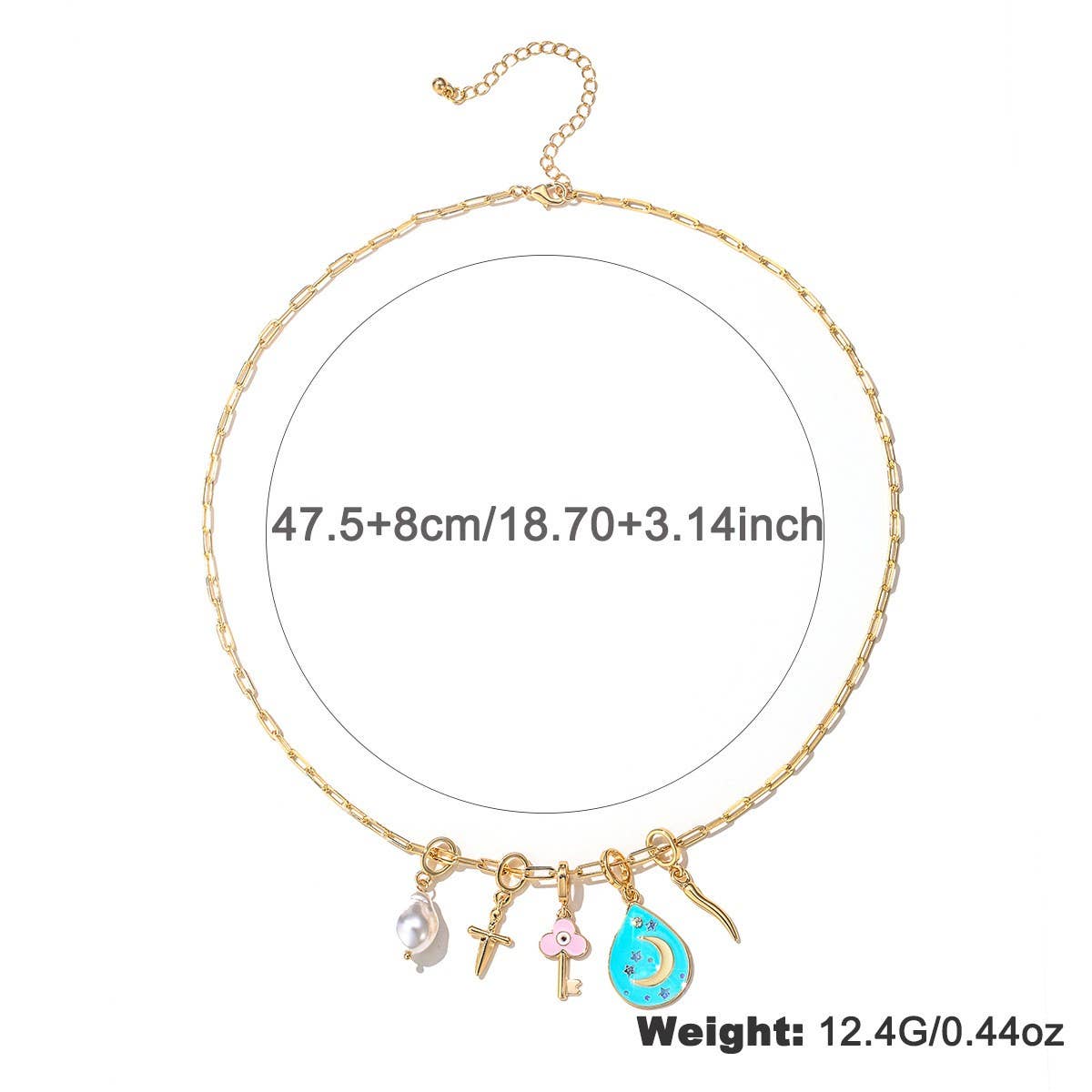 Womens Moon Pendant Necklace Earrings Set