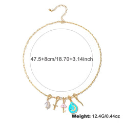 Womens Moon Pendant Necklace Earrings Set